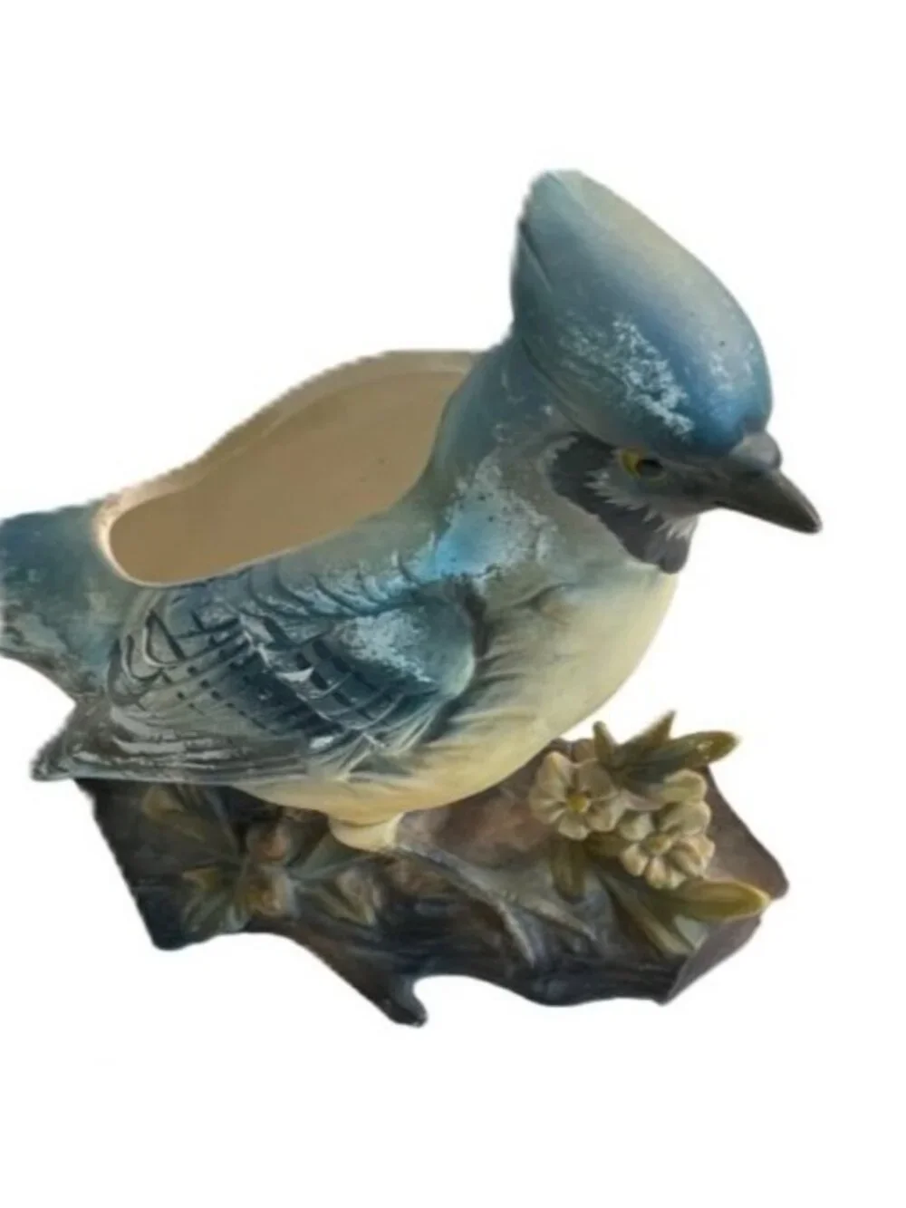 Vintage Mid-Century Velco Japan Hand Painted Blue Jay Bird Planter Figurine 9.25